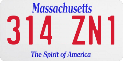 MA license plate 314ZN1