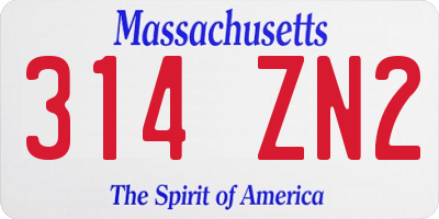 MA license plate 314ZN2