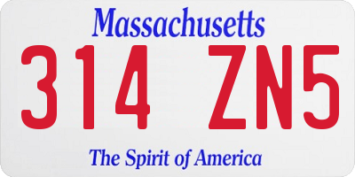 MA license plate 314ZN5