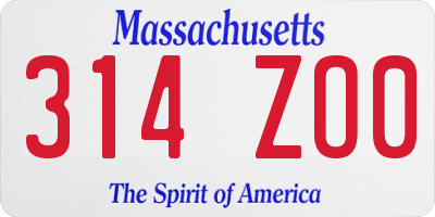 MA license plate 314ZO0