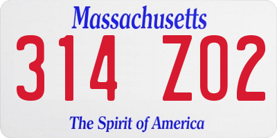 MA license plate 314ZO2