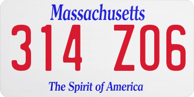 MA license plate 314ZO6