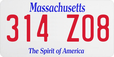 MA license plate 314ZO8