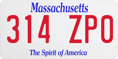 MA license plate 314ZP0