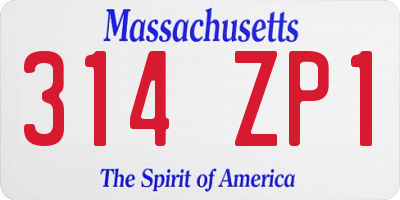 MA license plate 314ZP1