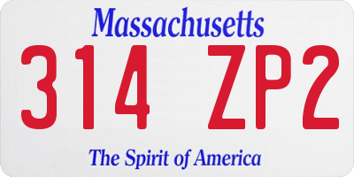 MA license plate 314ZP2