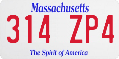 MA license plate 314ZP4