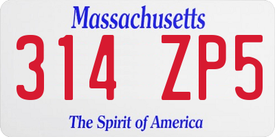 MA license plate 314ZP5