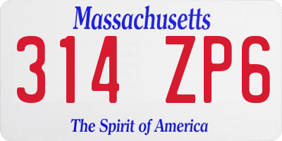 MA license plate 314ZP6
