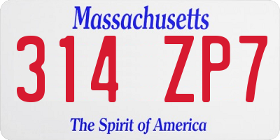 MA license plate 314ZP7