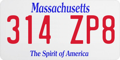 MA license plate 314ZP8
