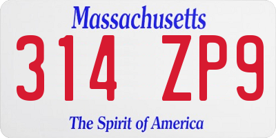 MA license plate 314ZP9