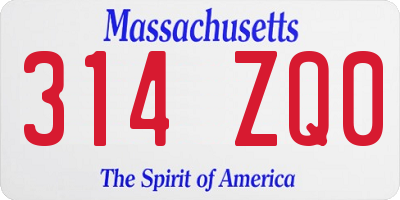 MA license plate 314ZQ0