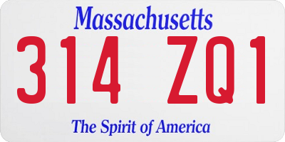 MA license plate 314ZQ1