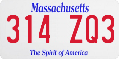 MA license plate 314ZQ3