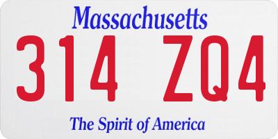 MA license plate 314ZQ4