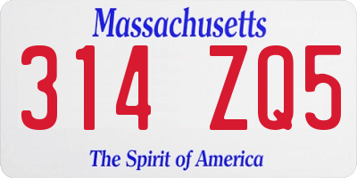 MA license plate 314ZQ5