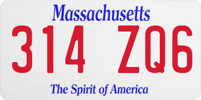 MA license plate 314ZQ6