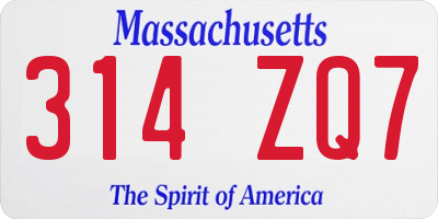 MA license plate 314ZQ7