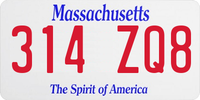 MA license plate 314ZQ8