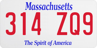 MA license plate 314ZQ9
