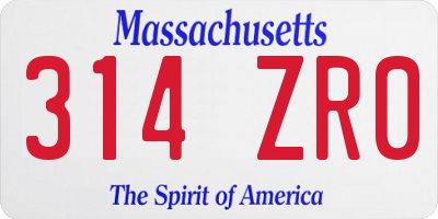 MA license plate 314ZR0
