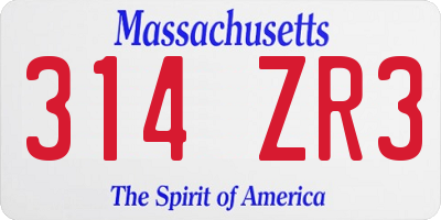 MA license plate 314ZR3