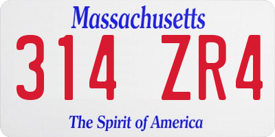 MA license plate 314ZR4