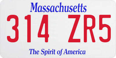 MA license plate 314ZR5