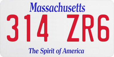 MA license plate 314ZR6