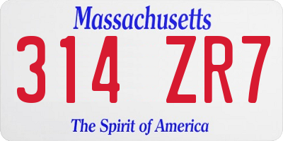 MA license plate 314ZR7