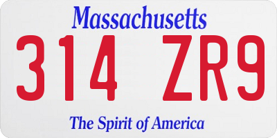MA license plate 314ZR9