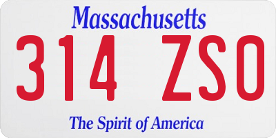 MA license plate 314ZS0