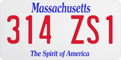 MA license plate 314ZS1