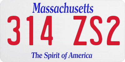 MA license plate 314ZS2