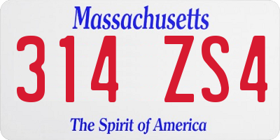 MA license plate 314ZS4