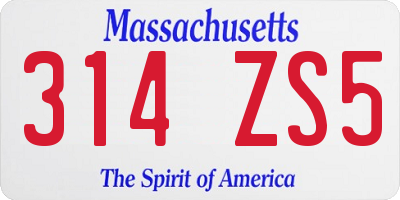 MA license plate 314ZS5