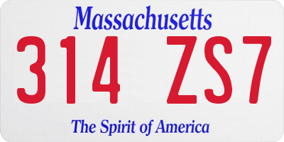 MA license plate 314ZS7