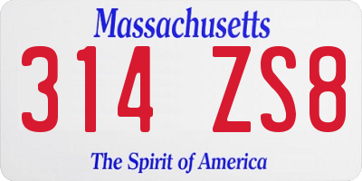 MA license plate 314ZS8