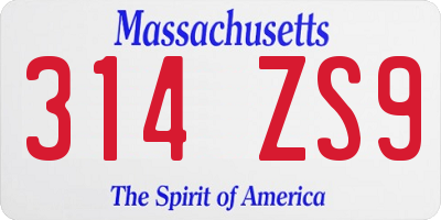 MA license plate 314ZS9