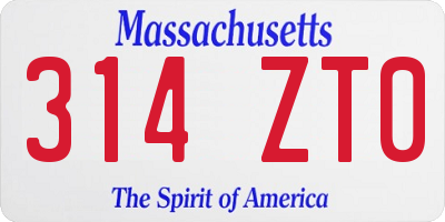 MA license plate 314ZT0