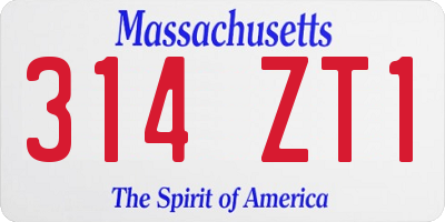 MA license plate 314ZT1