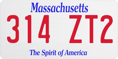 MA license plate 314ZT2