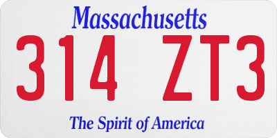 MA license plate 314ZT3