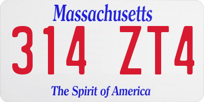 MA license plate 314ZT4