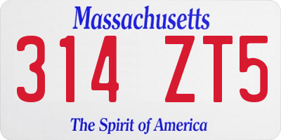 MA license plate 314ZT5