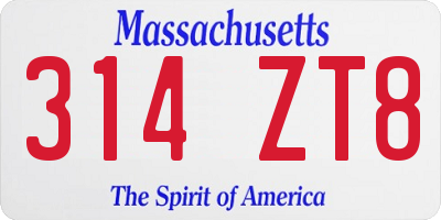 MA license plate 314ZT8