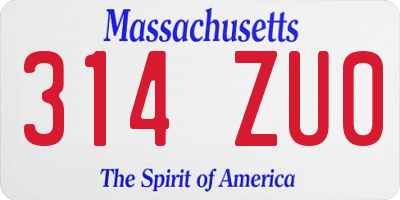 MA license plate 314ZU0