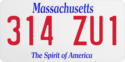 MA license plate 314ZU1