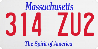 MA license plate 314ZU2